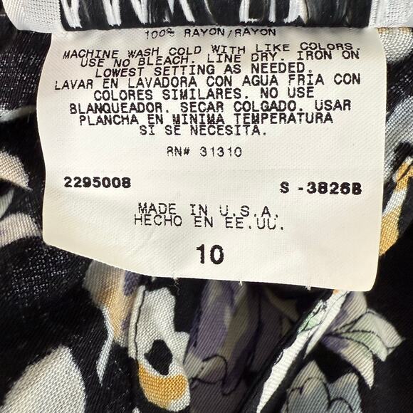 Vintage 90s Y2k Black Floral Sleeveless Dress Cottagecore Prairie 10 Girls - Picture 4 of 4